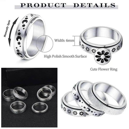 Stainless Steel Rotatable Elegant & Relieve Anxiety Rings - www.Shopthatapp.com