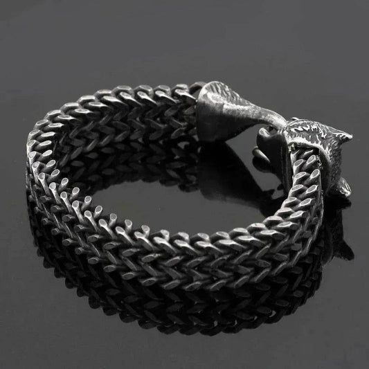 Stainless Wolf Head Chain Bracelet: Wholesale Fashion Gift - www.Shopthatapp.com