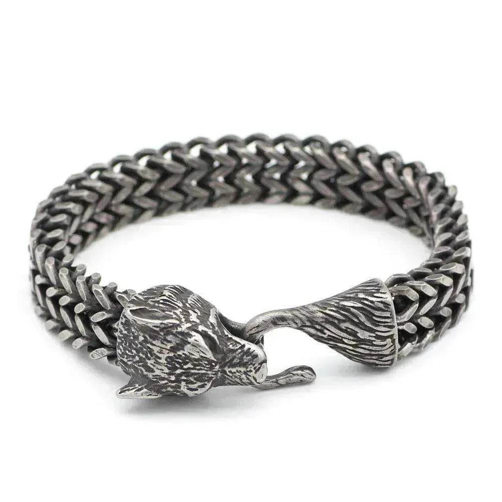 Stainless Wolf Head Chain Bracelet: Wholesale Fashion Gift - www.Shopthatapp.com