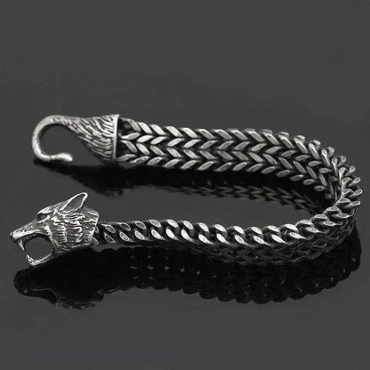 Stainless Wolf Head Chain Bracelet: Wholesale Fashion Gift - www.Shopthatapp.com