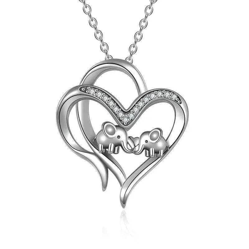 Sterling 925 Silver Elephant Heart-shaped Pendant - www.Shopthatapp.com