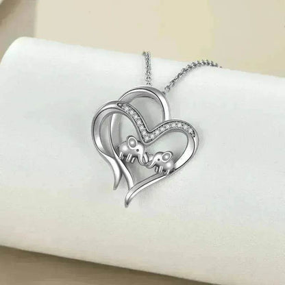 Sterling 925 Silver Elephant Heart-shaped Pendant - www.Shopthatapp.com