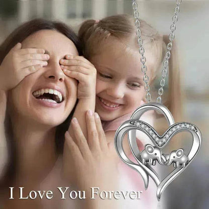 Sterling 925 Silver Elephant Heart-shaped Pendant - www.Shopthatapp.com