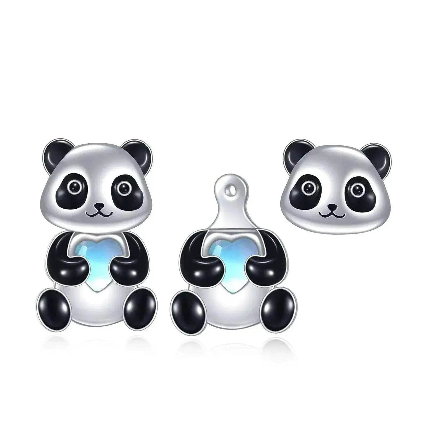 Sterling 925 Silver Panda Stud Ear Jacket Front Back Earrings - www.Shopthatapp.com