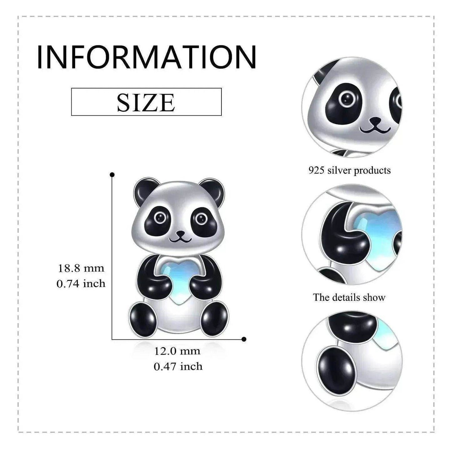 Sterling 925 Silver Panda Stud Ear Jacket Front Back Earrings - www.Shopthatapp.com