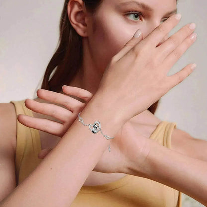 Sterling Silver 925 Heart Shaped Charm Raccoon Bracelet - www.Shopthatapp.com