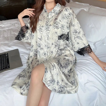 Striped Shirt Dress Short Sleeve Plus Size Loose Pajamas For Women - www.Shopthatapp.com #