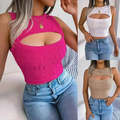 Summer Hollow Out Sleeveless Top Cropped Knitted Tank - www.Shopthatapp.com