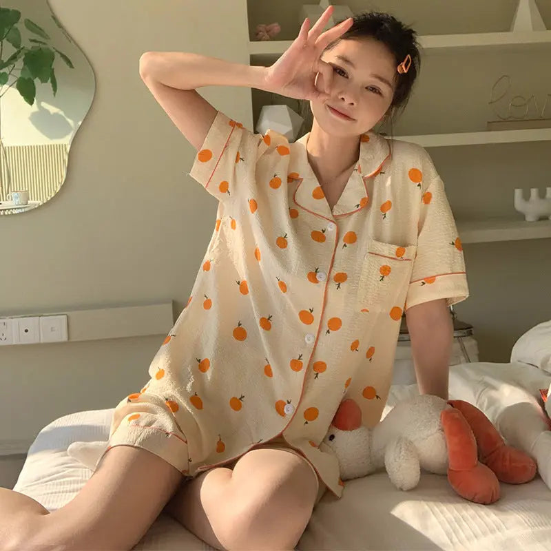 Bubble Cotton Cute Orange Pajamas For Women - www.Shopthatapp.com