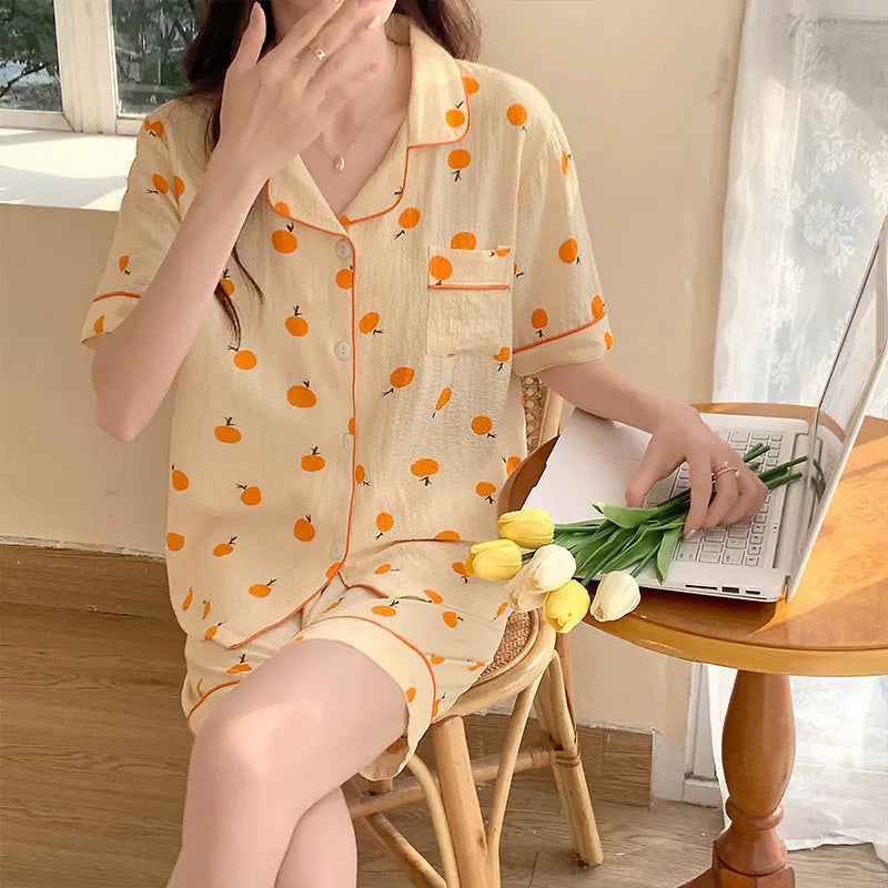 Bubble Cotton Cute Orange Pajamas For Women - www.Shopthatapp.com
