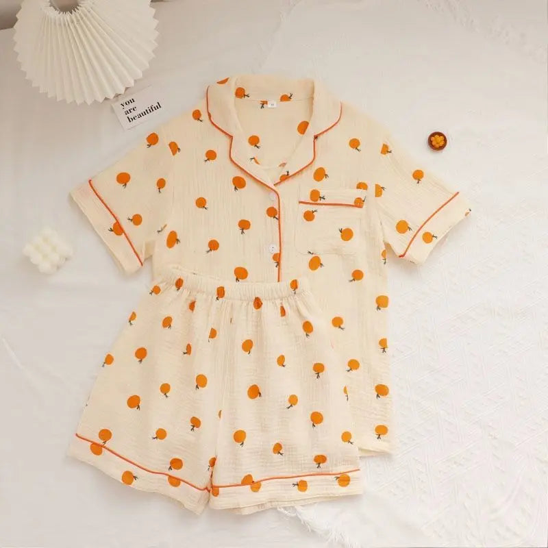Bubble Cotton Cute Orange Pajamas For Women - www.Shopthatapp.com