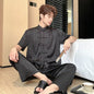 Summer Men's Pajamas Ice Silk Trousers Short Sleeve Suit - www.Shopthatapp.com