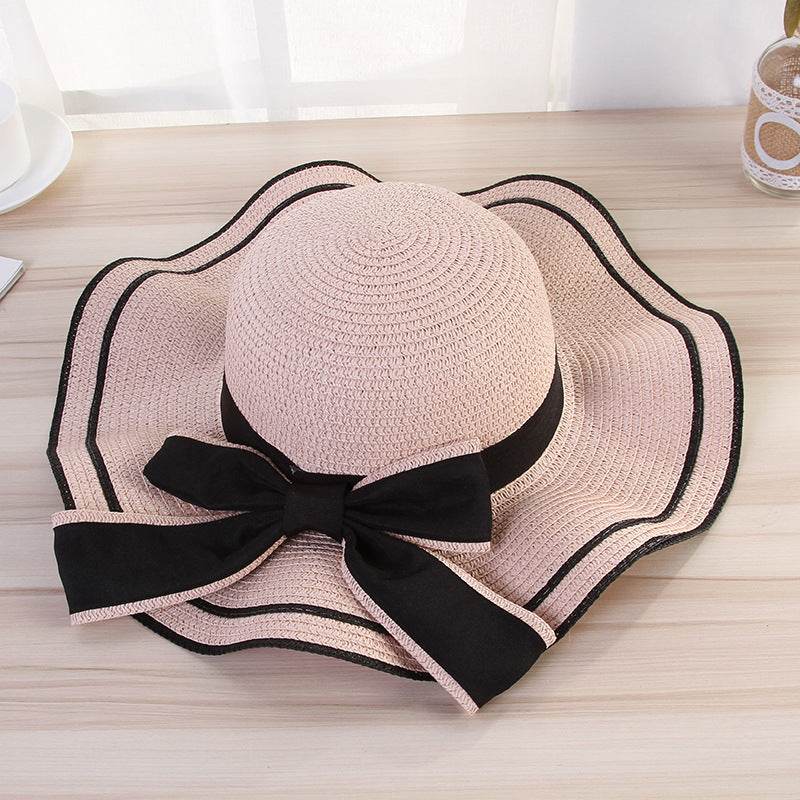 Summer Sun Hat Women Straw Hats Sunshade Panama Hat Fashion Bow Beach Hat Foldable Travel Caps - www.Shopthatapp.com #