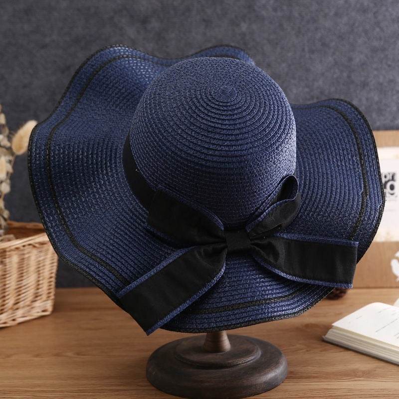 Summer Sun Hat Women Straw Hats Sunshade Panama Hat Fashion Bow Beach Hat Foldable Travel Caps - www.Shopthatapp.com #