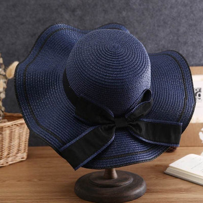 Summer Sun Hat Women Straw Hats Sunshade Panama Hat Fashion Bow Beach Hat Foldable Travel Caps - www.Shopthatapp.com #