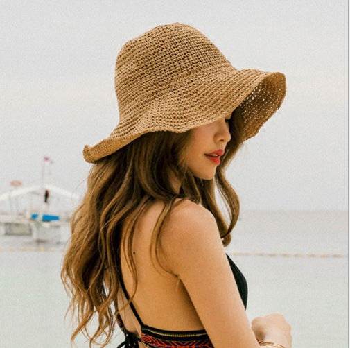 Summer Vacation Beach Outdoor foldable Large Brim Bucket Sun Hat for Women - www.Shopthatapp.com #