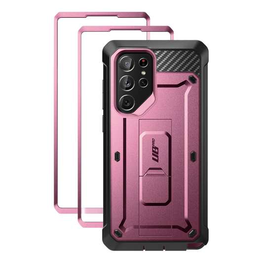 Coque de protection d'écran Unicorn Beetle PRO pour Galaxy S22 Ultra - Bordeaux