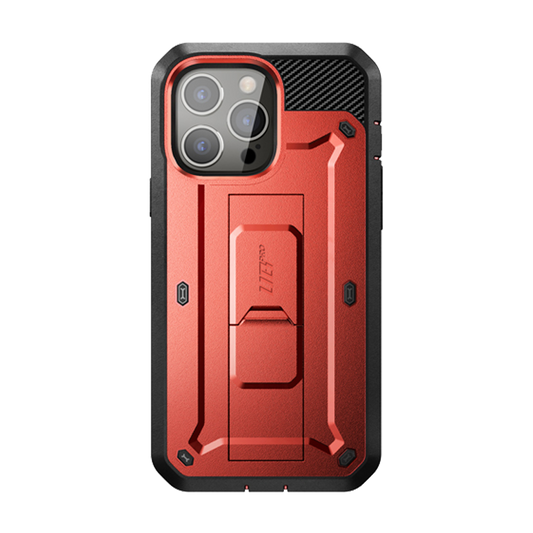 Coque robuste Unicorn Beetle Pro pour iPhone 13 Pro Max 6,7 pouces - Rouge métallisé