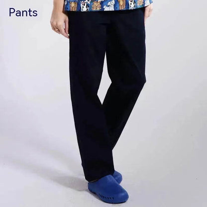 Surgical Gown Printed V-neck Pet Doctor Beauty Hospital Work Clothes Flower Dog Blue - www.Shopthatapp.com #