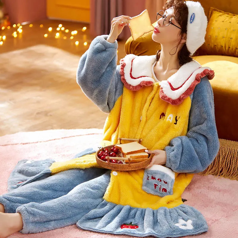 Sweet Fall Pajamas  Flannel Nightgown Women - www.Shopthatapp.com