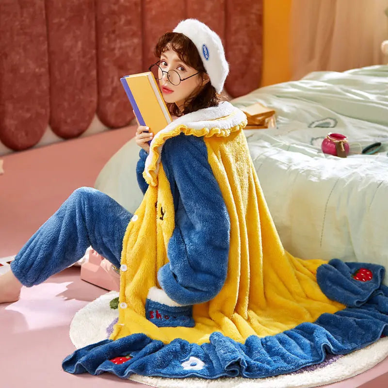 Sweet Fall Pajamas  Flannel Nightgown Women - www.Shopthatapp.com