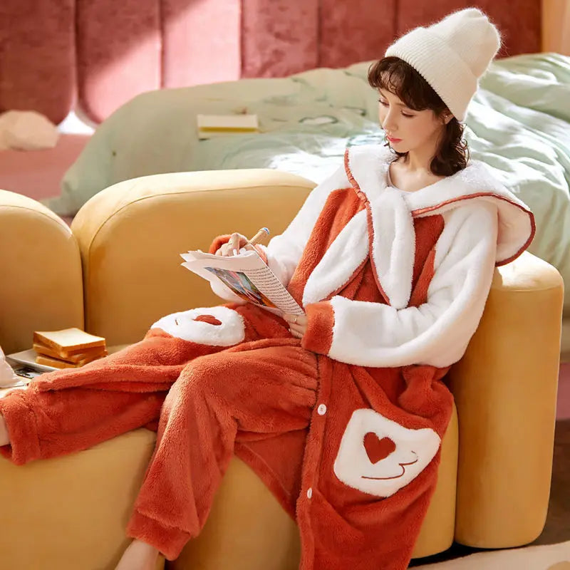 Sweet Fall Pajamas  Flannel Nightgown Women - www.Shopthatapp.com
