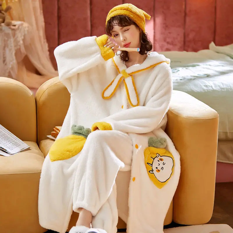 Sweet Fall Pajamas  Flannel Nightgown Women - www.Shopthatapp.com