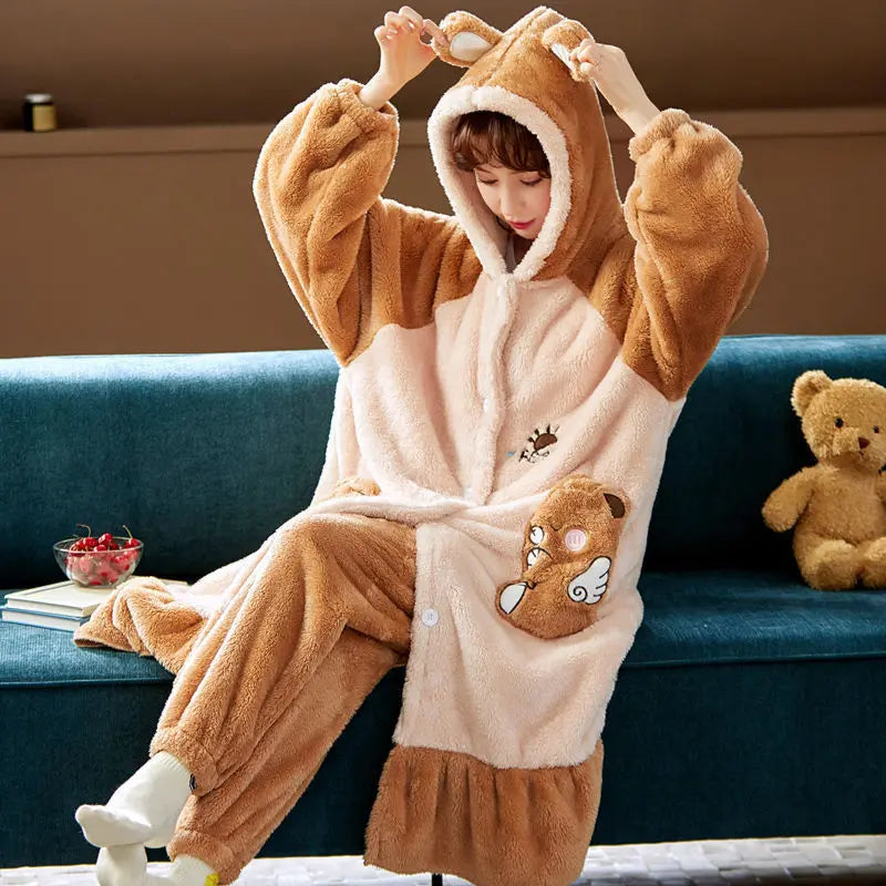 Sweet Fall Pajamas  Flannel Nightgown Women - www.Shopthatapp.com