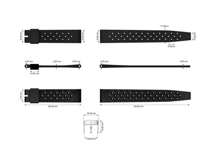 YEMA Black Tropic Dive Strap 19mm | SYSUP-TP19-SS - www.Shopthatapp.com