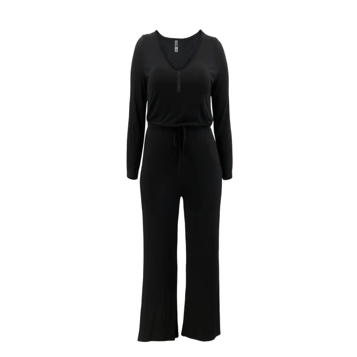 TTFN WOMEN'S LONG SLEEVE JUMPSUIT WITH HENLEY NECKLINE AND FLARED WIDE LEG-Teen Girls fashion-www.Shopthatapp.com-Fashion Hub Club