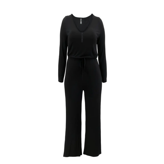 TTFN WOMEN'S LONG SLEEVE JUMPSUIT WITH HENLEY NECKLINE AND FLARED WIDE LEG-Teen Girls fashion-www.Shopthatapp.com-Fashion Hub Club