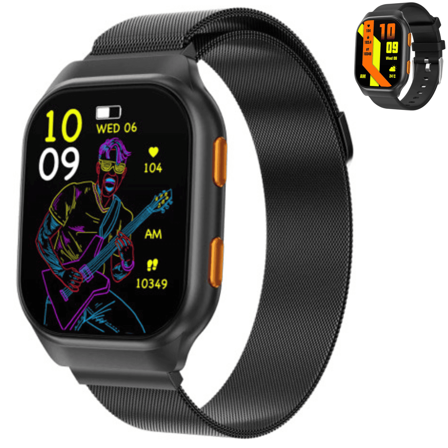 TUTT AMOLED Screen Smartwatch | Always-On Display | Health & Fitness Tracker | YOKO | IP68 Men & Women Smartwatch (Two Straps) - www.Shopthatapp.com