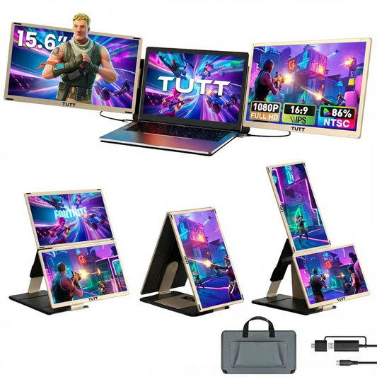 TUTT 15.6” FHD Portable Monitor – S6 Triple Screen Extender, USB-C/HDMI, 7 Viewing Modes | All Devices Compatible with Converter Cable (H5 Included) - www.Shopthatapp.com