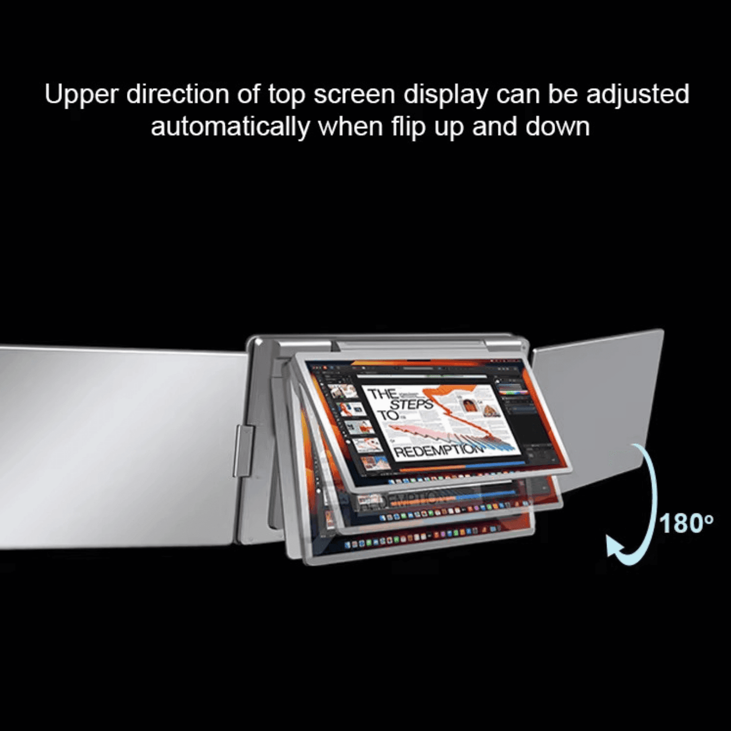 TUTT 14” Triple Portable Monitor | Single Cable Setup 16:10 Ratio | Laptop Quad Screen Extender | S780
