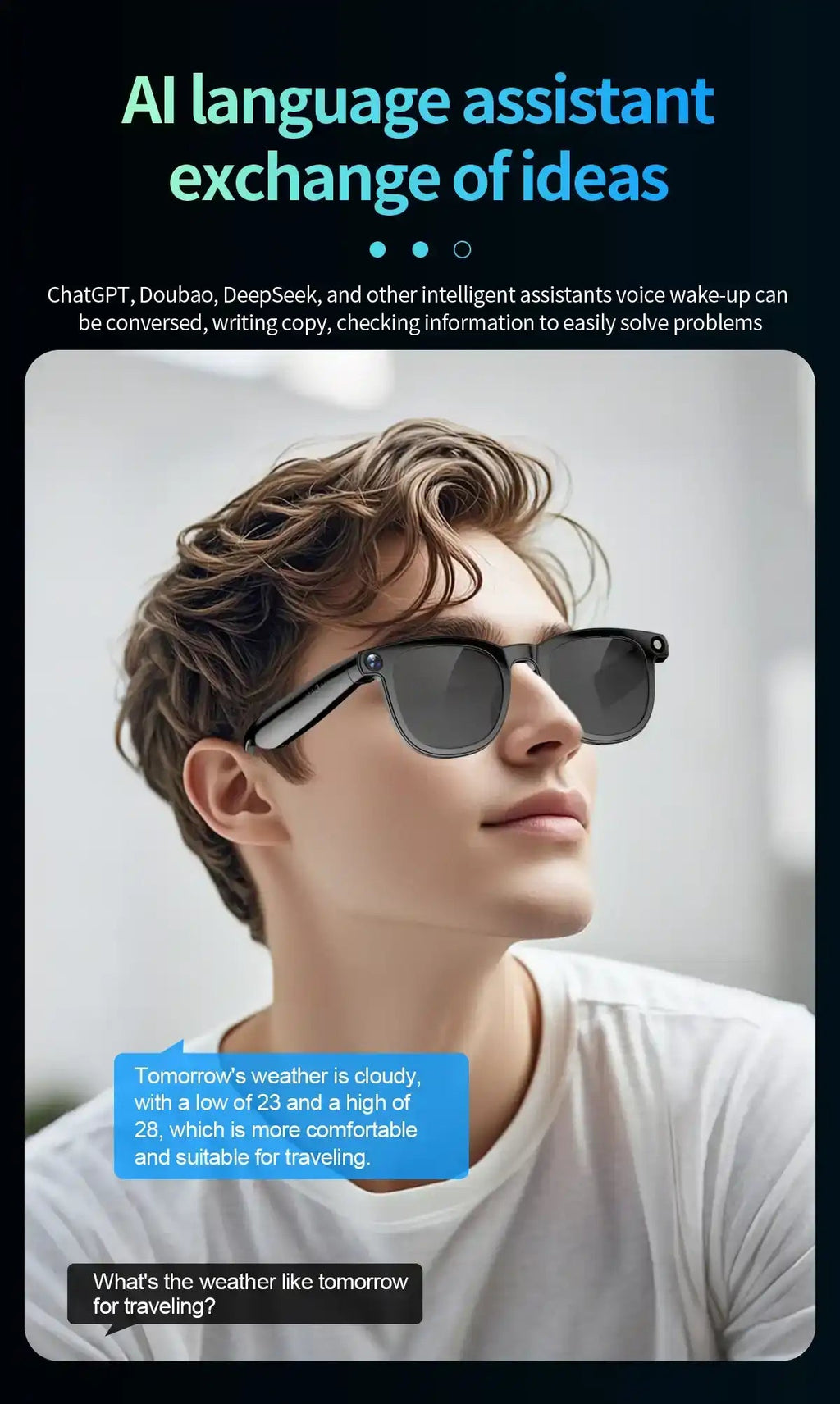 TUTT CY1 AI Smart Glasses with 8MP Camera | ChatGPT & Real-Time Translator | WiFi Bluetooth Sunglasses | Replaceable Prescription Lense - www.Shopthatapp.com
