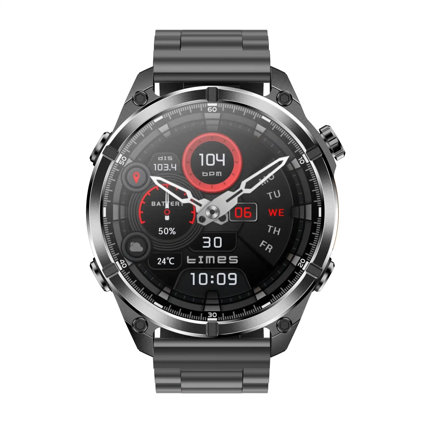 TUTT Tactical Smart Watch For Men | 1.43 Dial | Compass Flashlight Chat-GPT 3TAM Waterproof | Rugged Fitness and Health Tracker | H300 Smartwatch 400mAh Battery - www.Shopthatapp.com