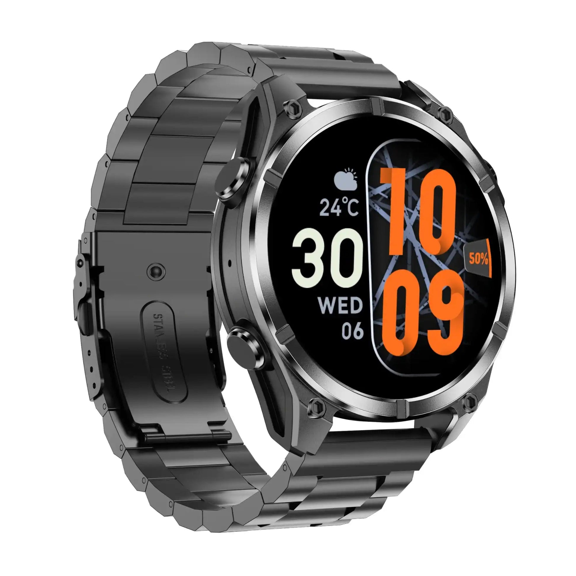 TUTT Tactical Smart Watch For Men | 1.43 Dial | Compass Flashlight Chat-GPT 3TAM Waterproof | Rugged Fitness and Health Tracker | H300 Smartwatch 400mAh Battery - www.Shopthatapp.com