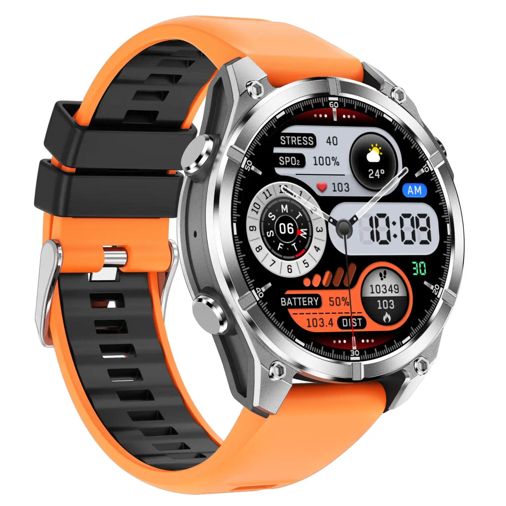 TUTT Tactical Smart Watch For Men | 1.43 Dial | Compass Flashlight Chat-GPT 3TAM Waterproof | Rugged Fitness and Health Tracker | H300 Smartwatch 400mAh Battery - www.Shopthatapp.com