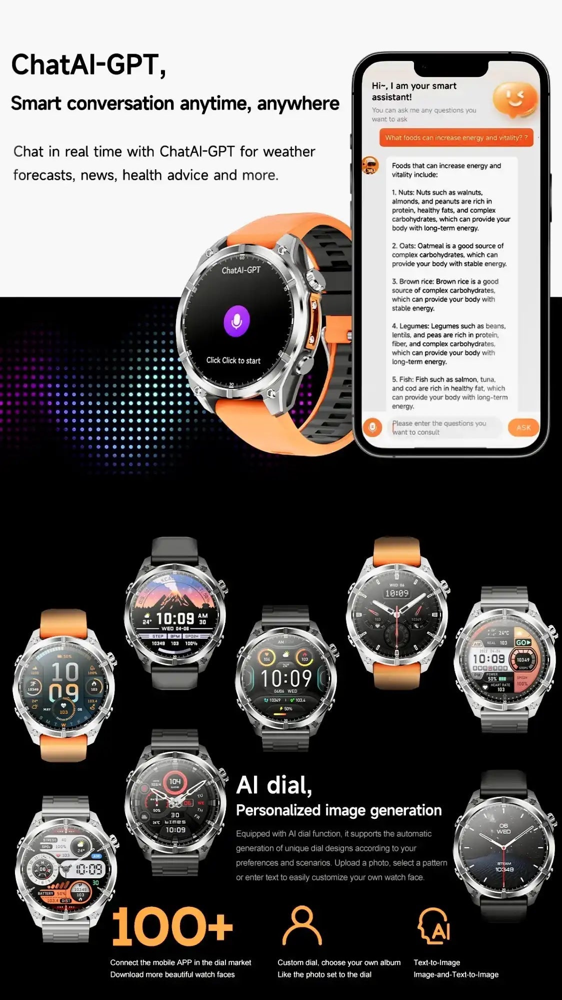 TUTT Tactical Smart Watch For Men | 1.43 Dial | Compass Flashlight Chat-GPT 3TAM Waterproof | Rugged Fitness and Health Tracker | H300 Smartwatch 400mAh Battery - www.Shopthatapp.com