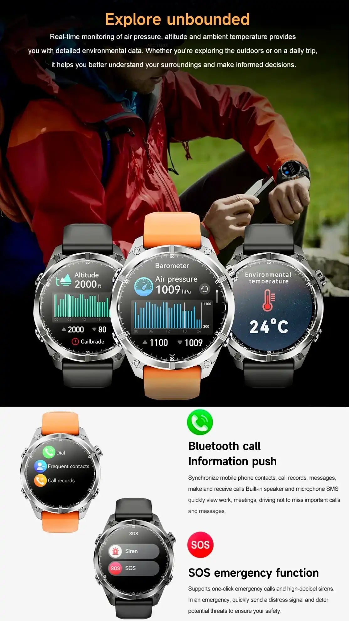 TUTT Tactical Smart Watch For Men | 1.43 Dial | Compass Flashlight Chat-GPT 3TAM Waterproof | Rugged Fitness and Health Tracker | H300 Smartwatch 400mAh Battery - www.Shopthatapp.com