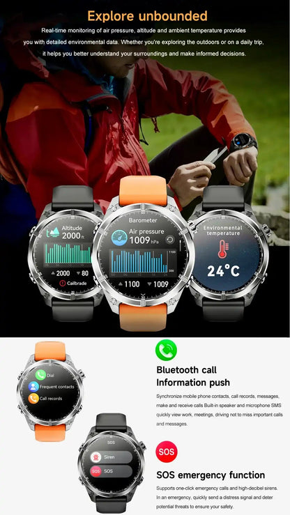 TUTT Tactical Smart Watch For Men | 1.43 Dial | Compass Flashlight Chat-GPT 3TAM Waterproof | Rugged Fitness and Health Tracker | H300 Smartwatch 400mAh Battery - www.Shopthatapp.com