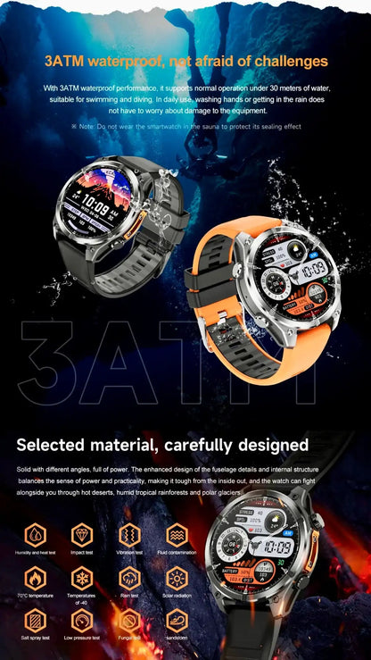 TUTT Tactical Smart Watch For Men | 1.43 Dial | Compass Flashlight Chat-GPT 3TAM Waterproof | Rugged Fitness and Health Tracker | H300 Smartwatch 400mAh Battery - www.Shopthatapp.com