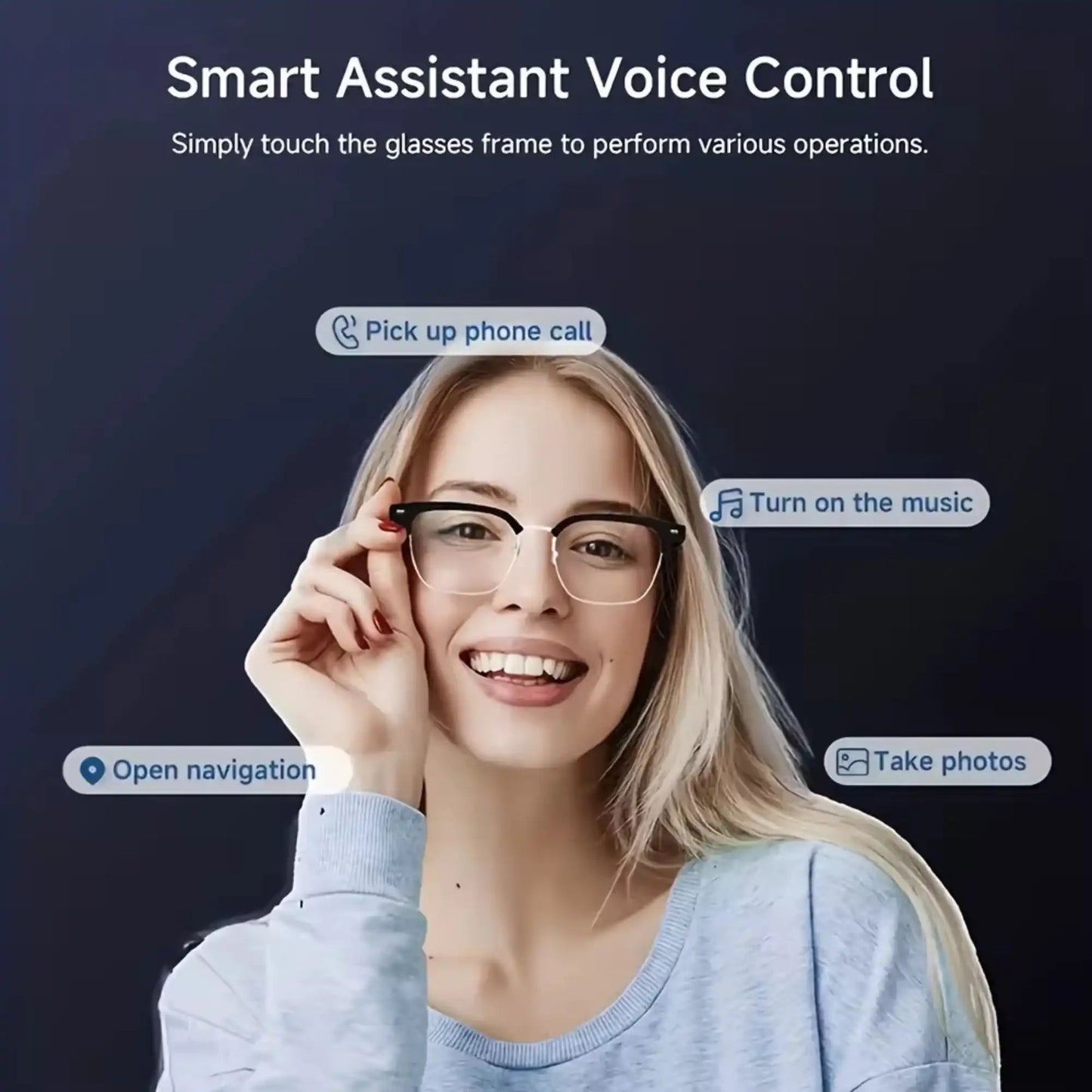 TUTT Bluetooth Smart Glasses Anti-Blue Ray UV | Wireless Call & Music AI Voice | Replaceable Lenses With Prescription - www.Shopthatapp.com