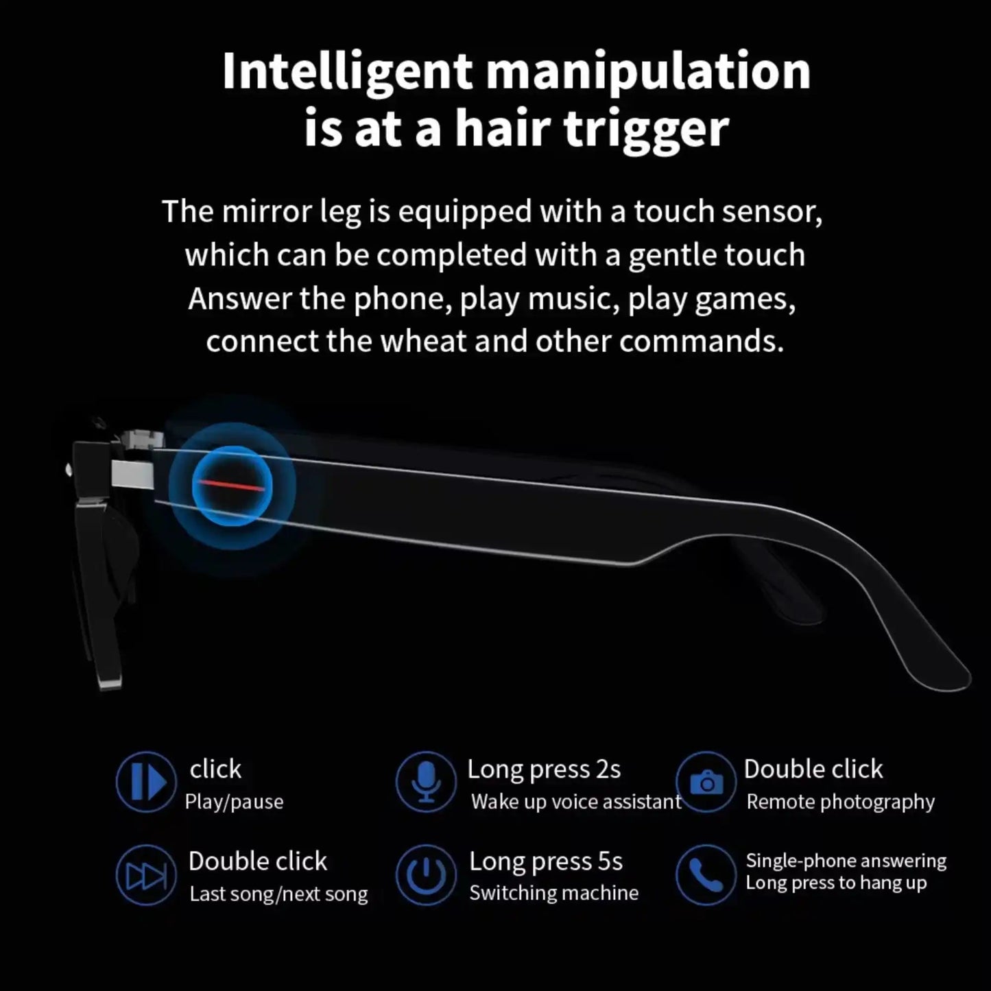 TUTT Bluetooth Smart Glasses Anti-Blue Ray UV | Wireless Call & Music AI Voice | Replaceable Lenses With Prescription - www.Shopthatapp.com
