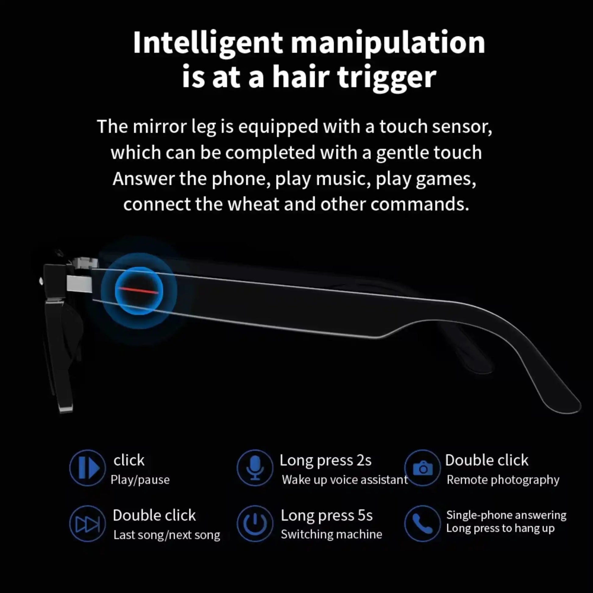 TUTT Bluetooth Smart Glasses Anti-Blue Ray UV | Wireless Call & Music AI Voice | Replaceable Lenses With Prescription - www.Shopthatapp.com