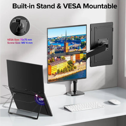 TUTT 18.5” Portable Monitor Dual-Screen E28 | 100Hz | IPS | USB-C & HDMI | No Driver