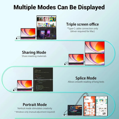 TUTT 18.5” Portable Monitor Dual-Screen E28 | 100Hz | IPS | USB-C & HDMI | No Driver
