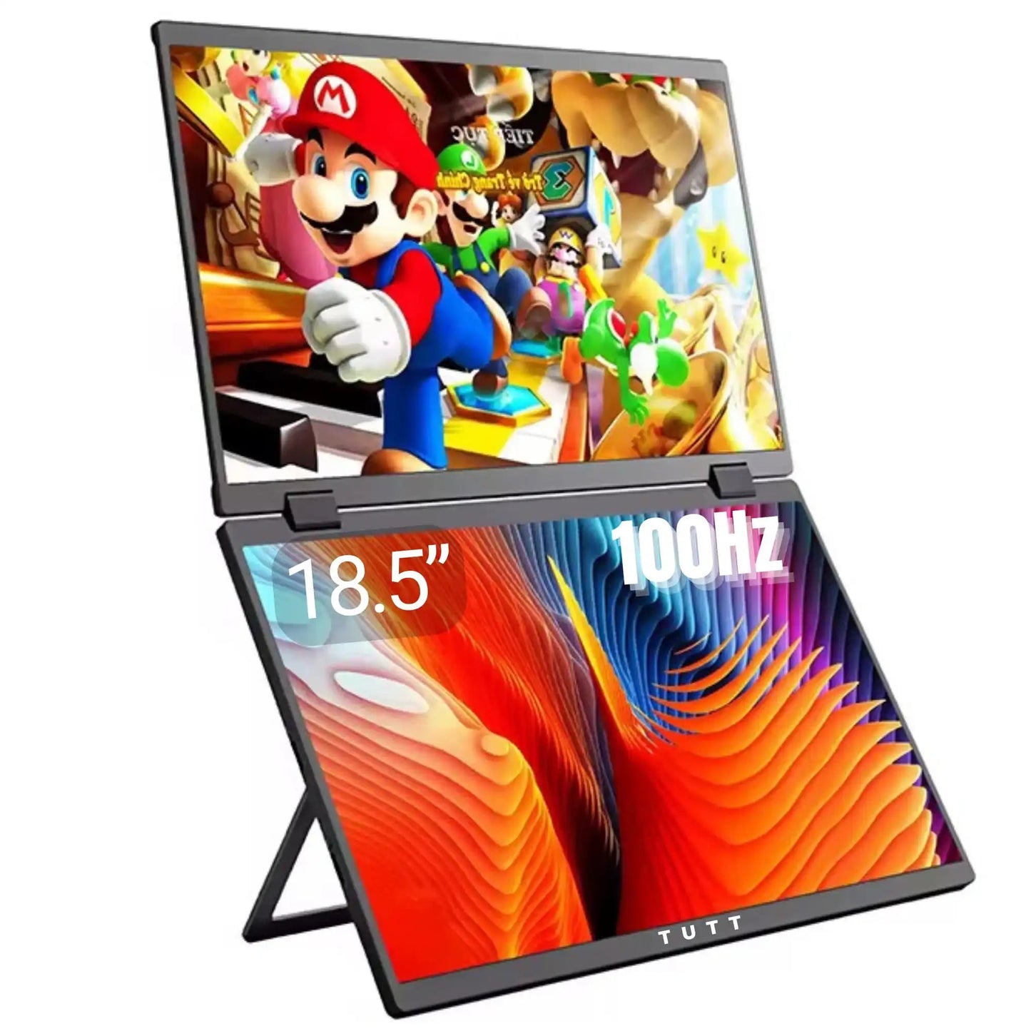 TUTT 18.5” Portable Monitor Dual-Screen E28 | 100Hz | IPS | USB-C & HDMI | No Driver