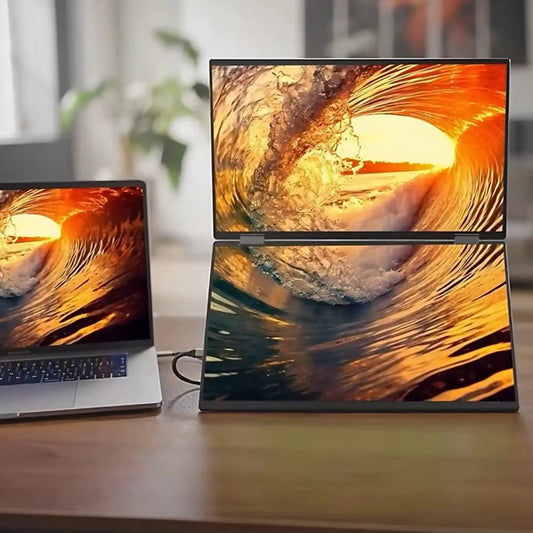 TUTT 18.5” Portable Monitor Dual-Screen E28 | 100Hz | IPS | USB-C & HDMI | No Driver