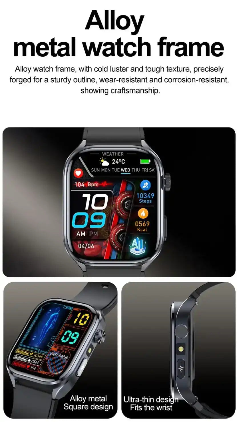 TUTT ECG Smart Watch with, AI Health Monitoring, Body Composition & Bluetooth Calling – 1.39” HD Display, IP68 Waterproof, 340mAh Batter E7 - www.Shopthatapp.com